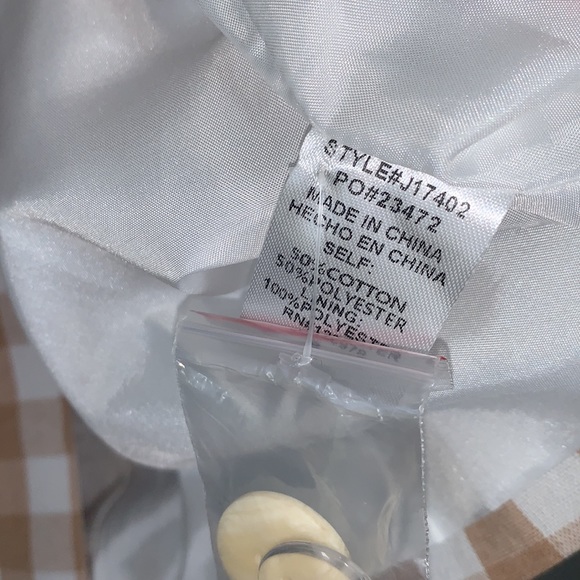 NWT ENTRO Gingham blazer style J17402 white tan fully lined!!!! Sz Sm. - Picture 10 of 10